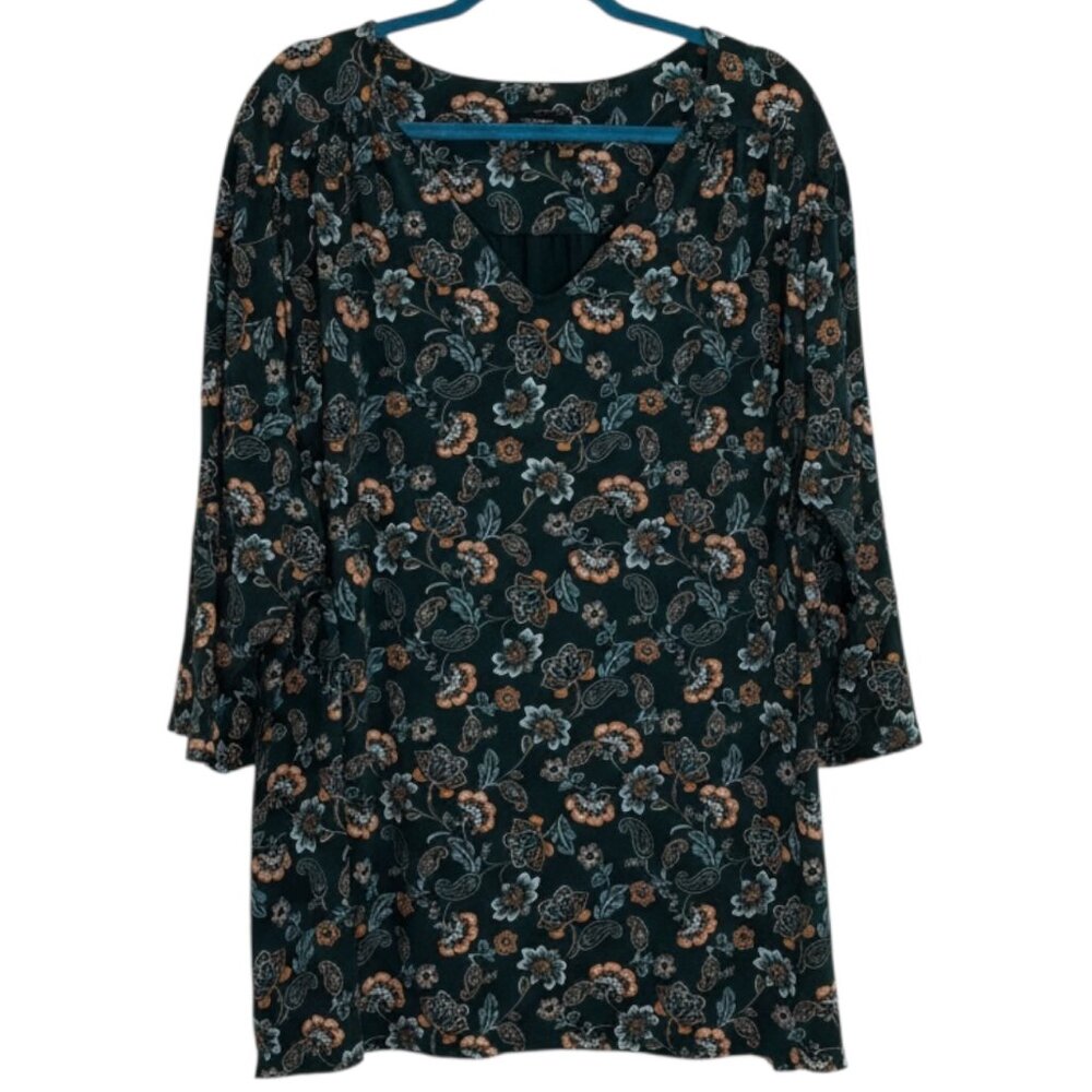 J Jill Wearever Collection Tunic Knit Top Blouse Shirt Floral Paisley 4X - Picture 2 of 11